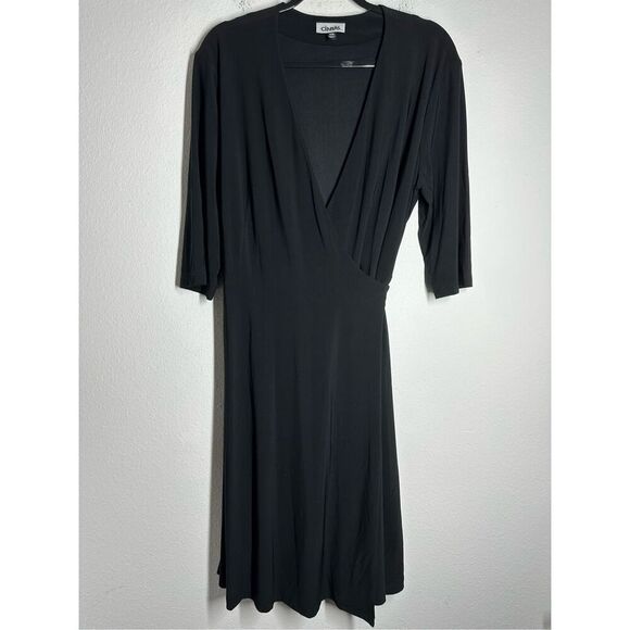 Cintas JERSEY WRAP DRESS Black Size 1X Lined Vneck - Picture 3 of 16